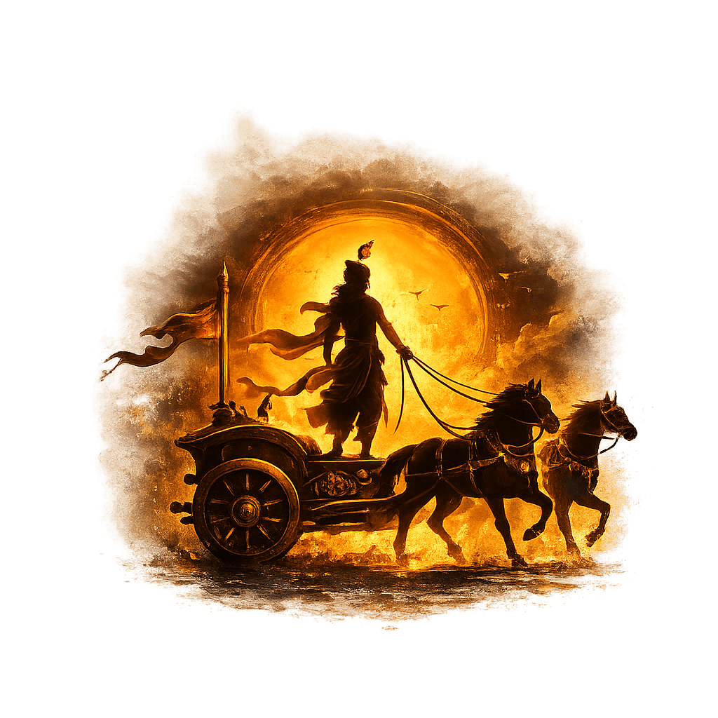 Krishna and Arjuna upon the chariot